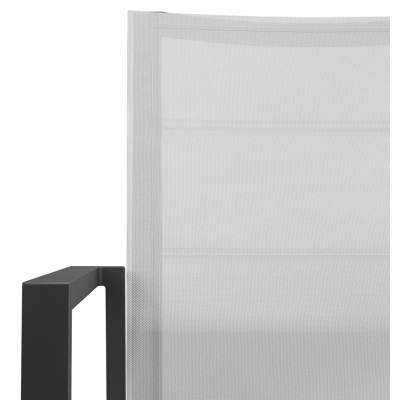 Cirello stapelbare tuinstoel in zwart aluminium en grijs textilene
