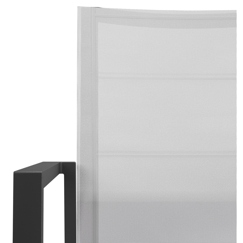 Cirello stapelbare tuinstoel in zwart aluminium en grijs textilene