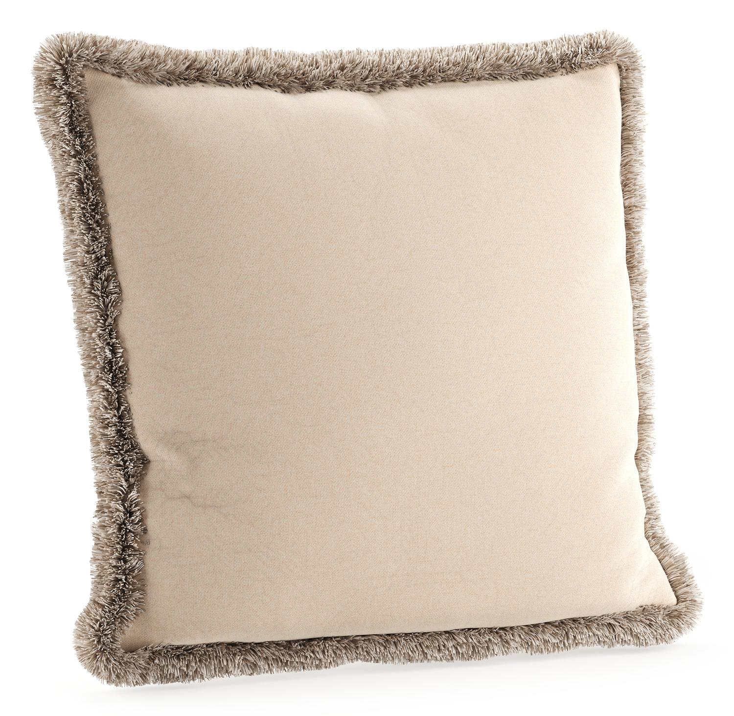 Sierkussen met franjes 45 x 45 cm in all weather sunbrella luxe natte linen chalk