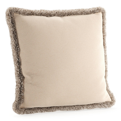 Sierkussen met franjes 45 x 45 cm in all weather sunbrella luxe natte linen chalk