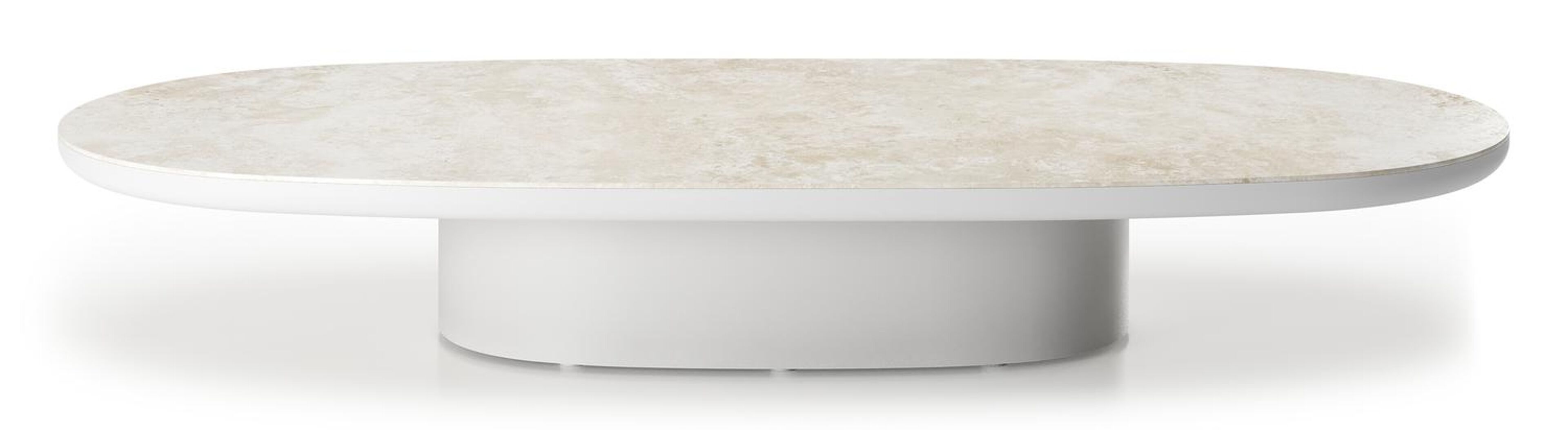 Amico loungetafel bombo in wit aluminium en volkeramiek Rapolano - L 171 x B 89 x H 24 cm