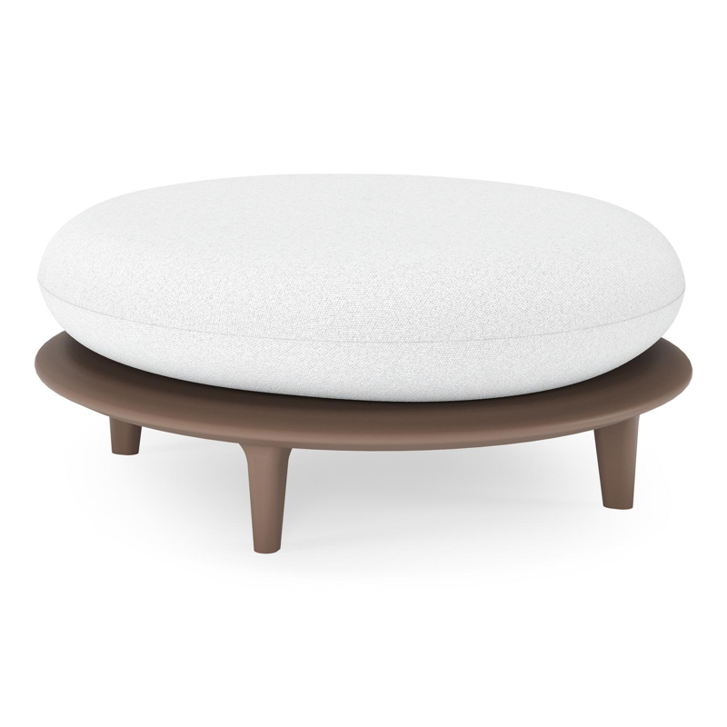 Pouf Bomero en aluminium taupe et coussin en all weather solica ego birch