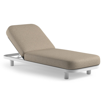 Chaise longue réglable Donato en aluminium blanc et coussin en all weather Cosytica bora desert