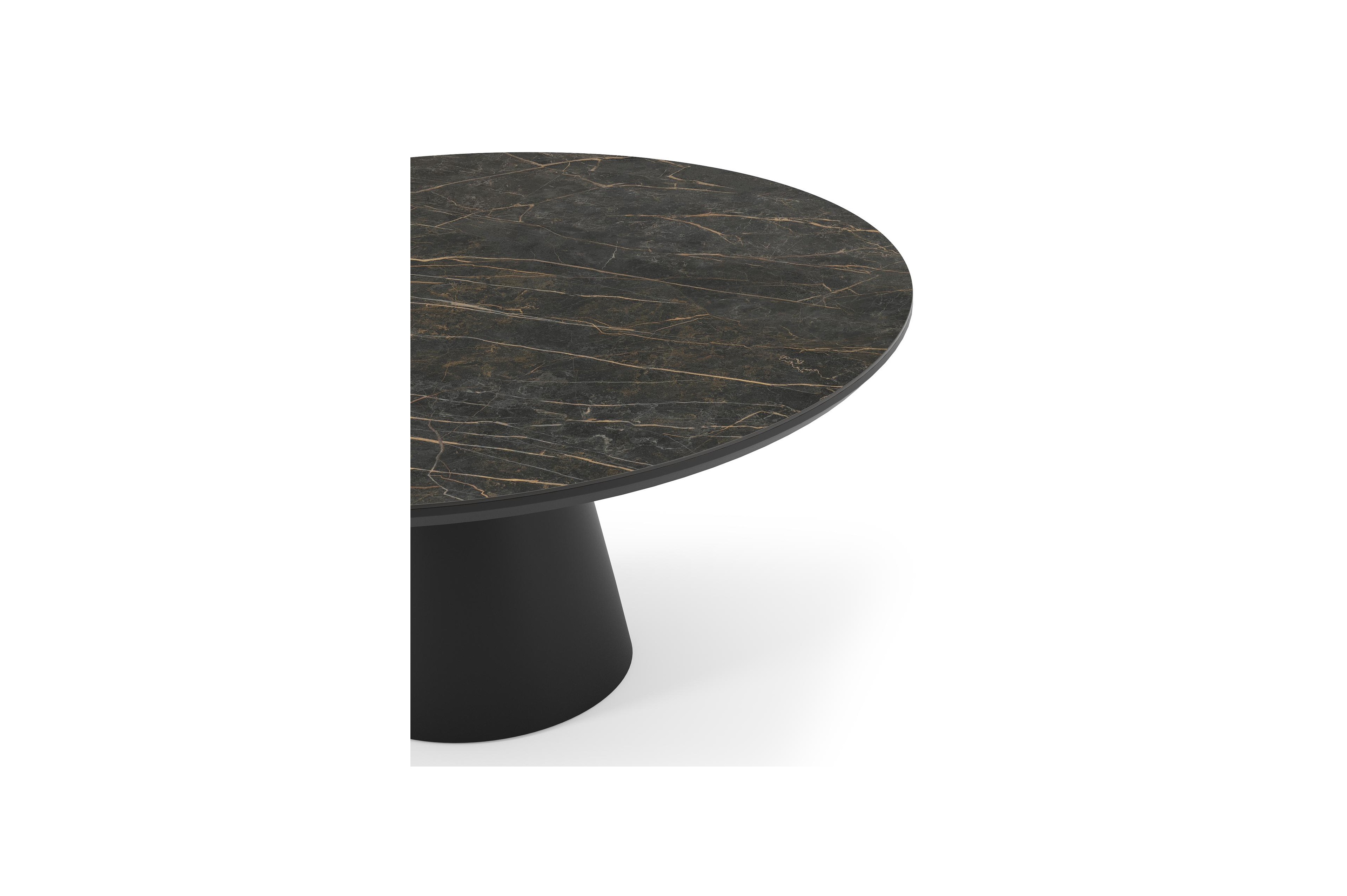 Table de jardin Donato en aluminium noir et céramique pleine black obsession - Dia. 148 x H 76 cm