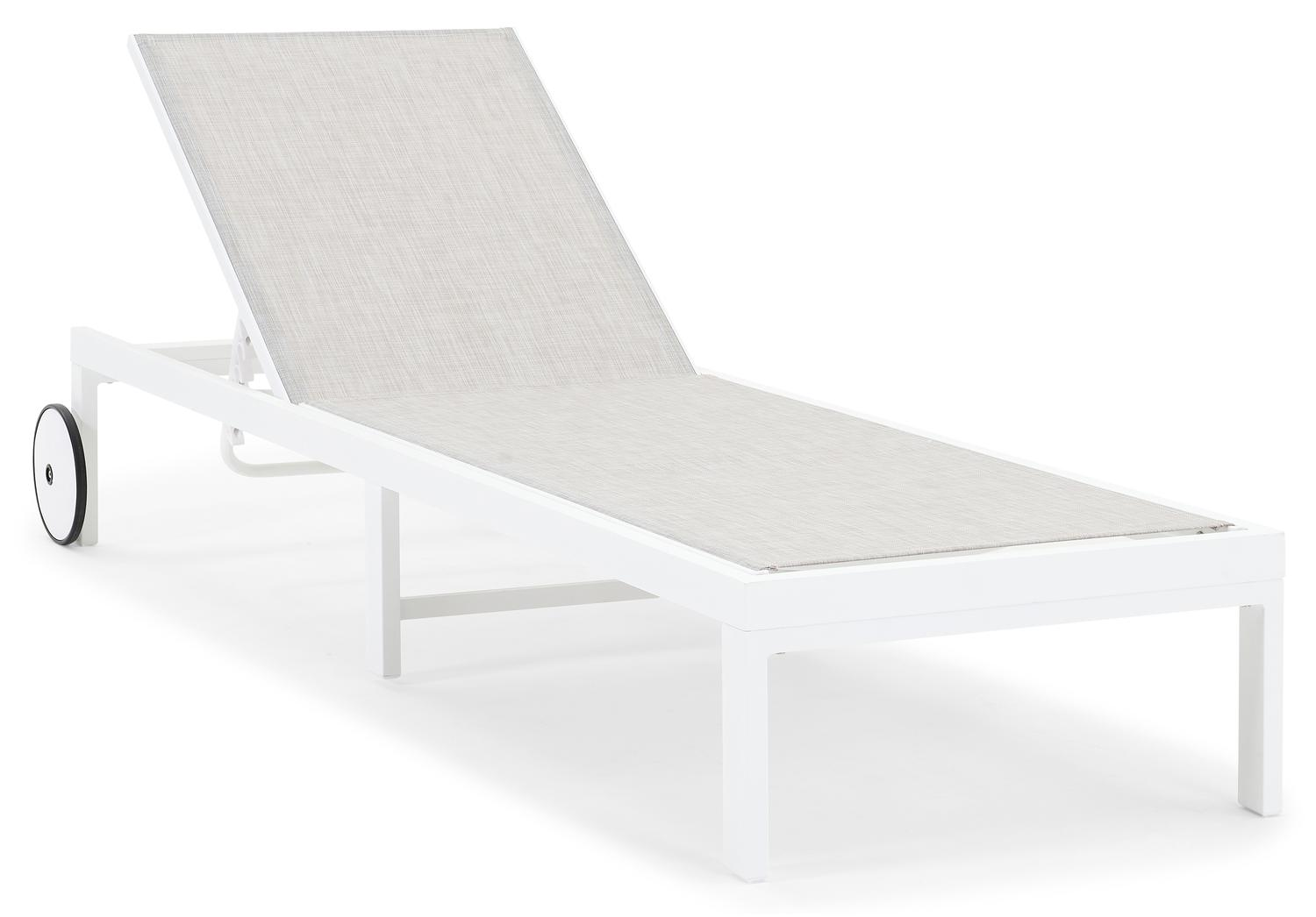 Alba verstelbaar ligbed in wit aluminium met grijs textileen
