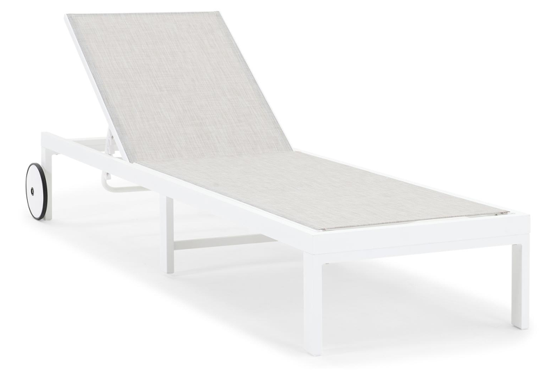 Set van 2 verstelbare Alba ligbedden in wit aluminium en grijs textileen