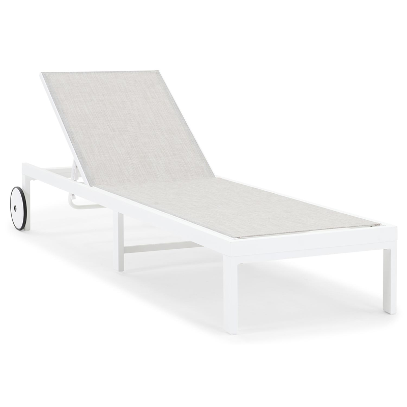 Alba verstelbaar ligbed in wit aluminium met grijs textileen