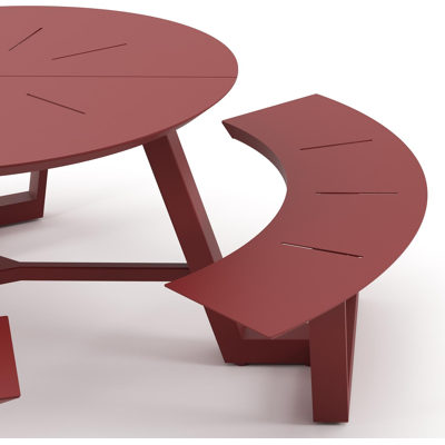 Rondino picknicktafelac in ruby aluminium - Dia. 207 x H 71.5 cm