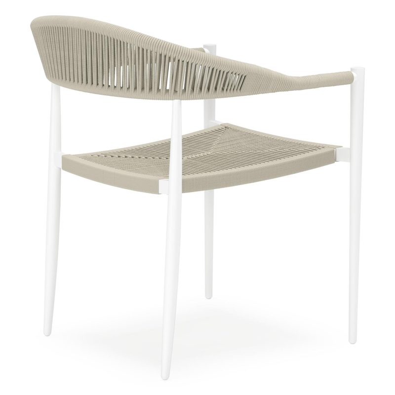 Guarda tuinstoel in wit aluminium en beige rope