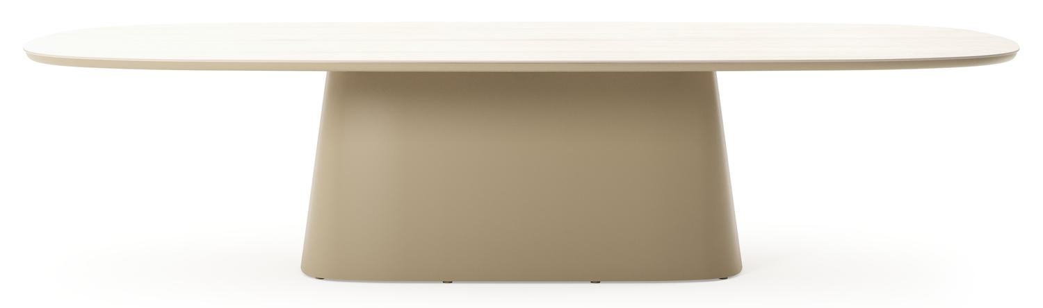 Amico tuintafel bombo xl in beige aluminium en volkeramiek Travertino Bianco - L 320 x B 148 x H 73.5 cm