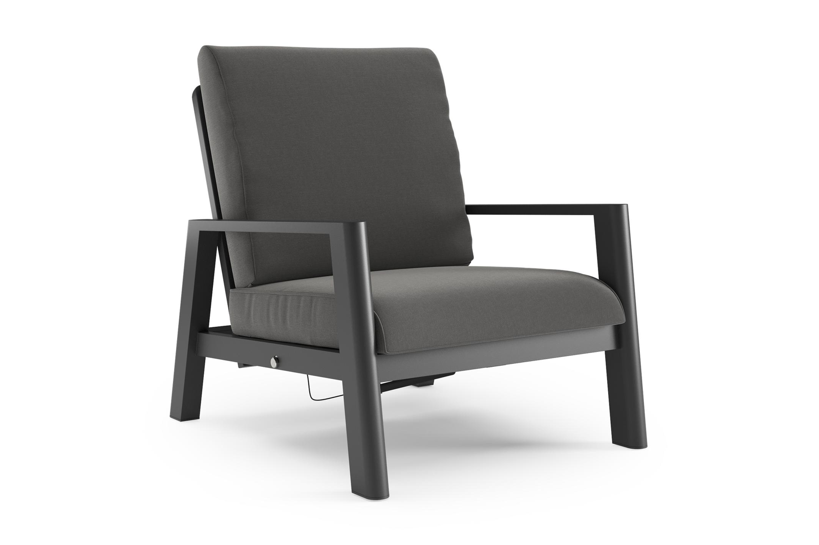Cirello loungestoel 1-zit in zwart aluminium met natte charcoal chine all weather sunbrella® luxe kussen