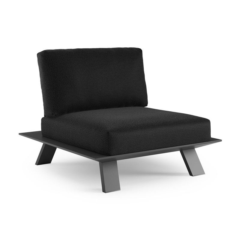 Fauteuil de jardin Cesano en aluminium noir et coussin en all weather Sunbrella® luxe lopi baribal