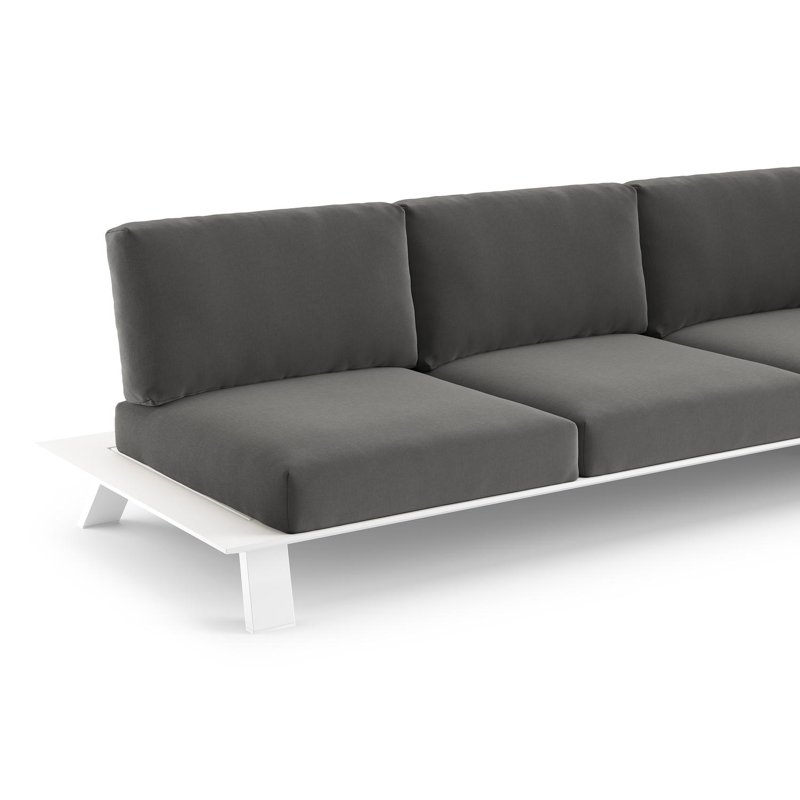 Cesano loungeset in wit aluminium met natte charcoal chine all weather sunbrella® luxe kussens