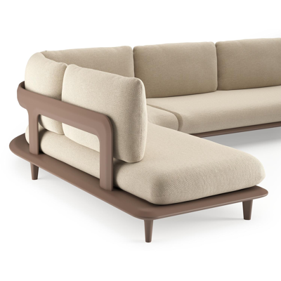 Bomero loungehoek in taupe aluminium met althea chalk all weather cosytica kussen