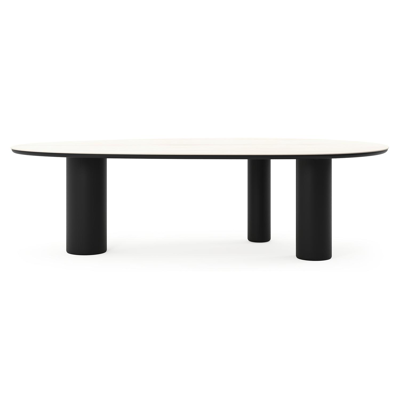 Amico tuintafel mango in zwart aluminium en volkeramiek Travertino Bianco - L 260 x B 130 x H 73.5 cm