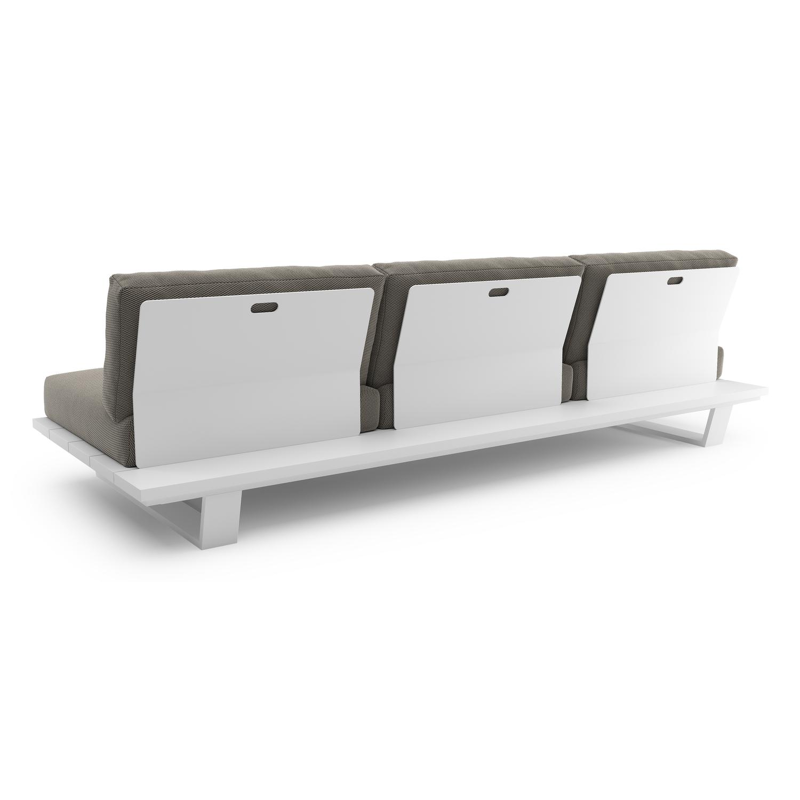 Pagino loungebank in wit aluminium met lopi charcoal all weather sunbrella® luxe kussen