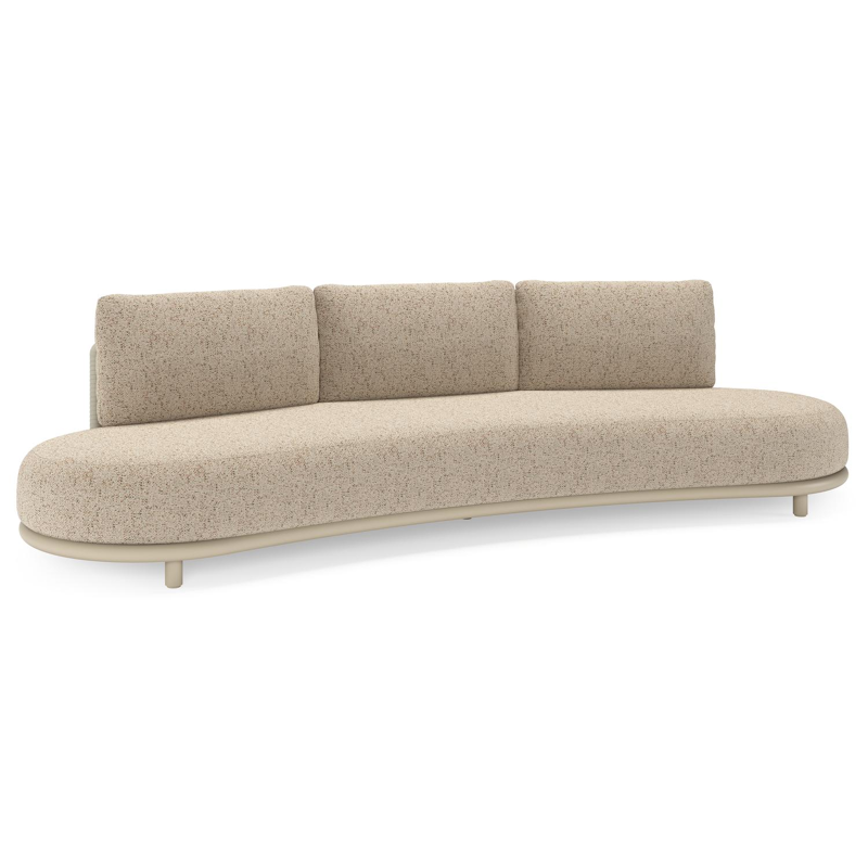 Lomano loungebank in beige aluminium en beige verticaal geweven luxe vlakke rope met Bora Jungle all weather cosytica