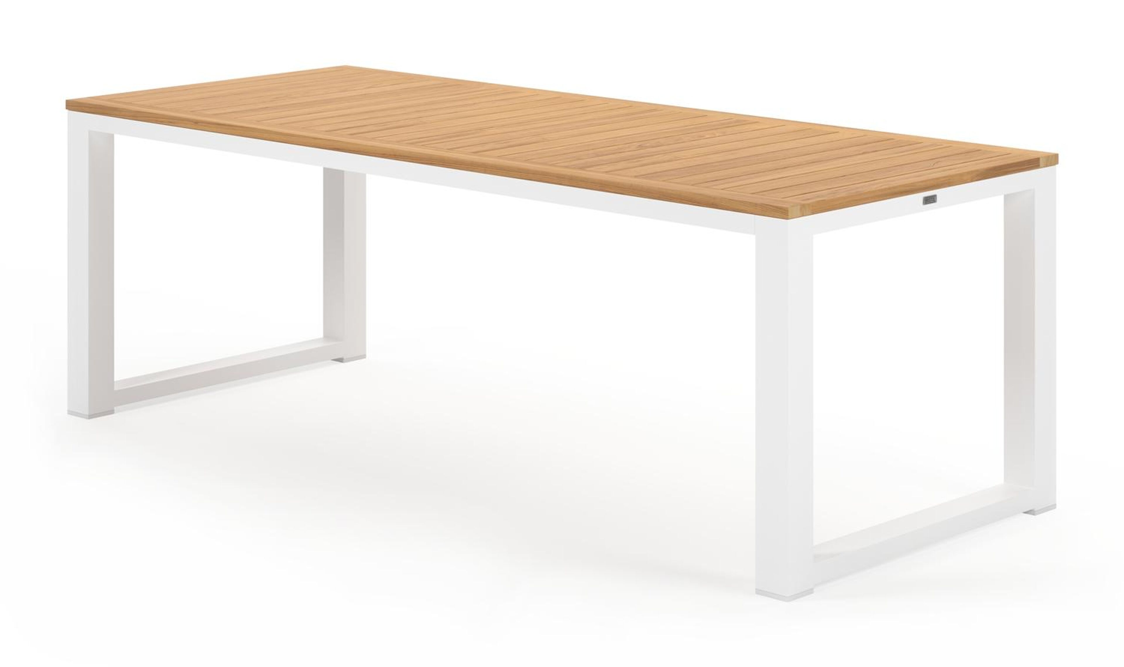 Livo tuintafel rechthoekig in wit aluminium en teak - L 220 x B 92 x H 73 cm