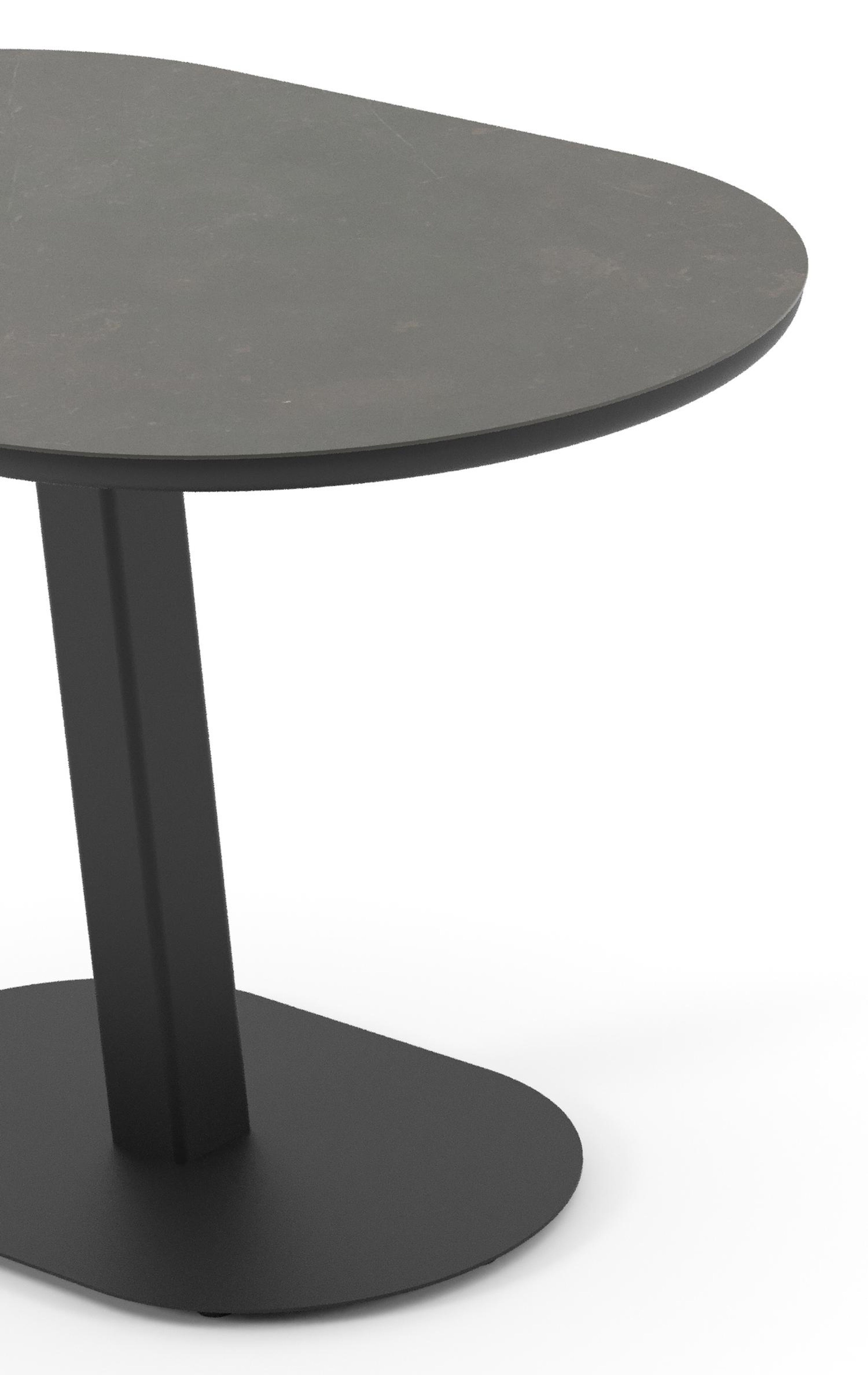 Teramo kantelbare tuintafel bombo in zwart aluminium en volkeramiek Calatorao - L 110 x B 70 x H 74 cm