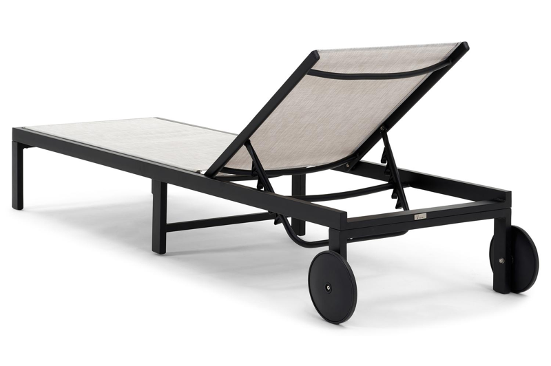 Set van 2 verstelbare Alba ligbedden in zwart aluminium en grijs textileen