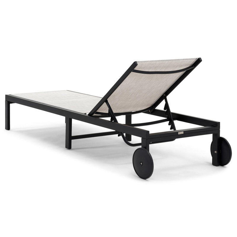 Alba verstelbaar ligbed in zwart aluminium met grijs textileen