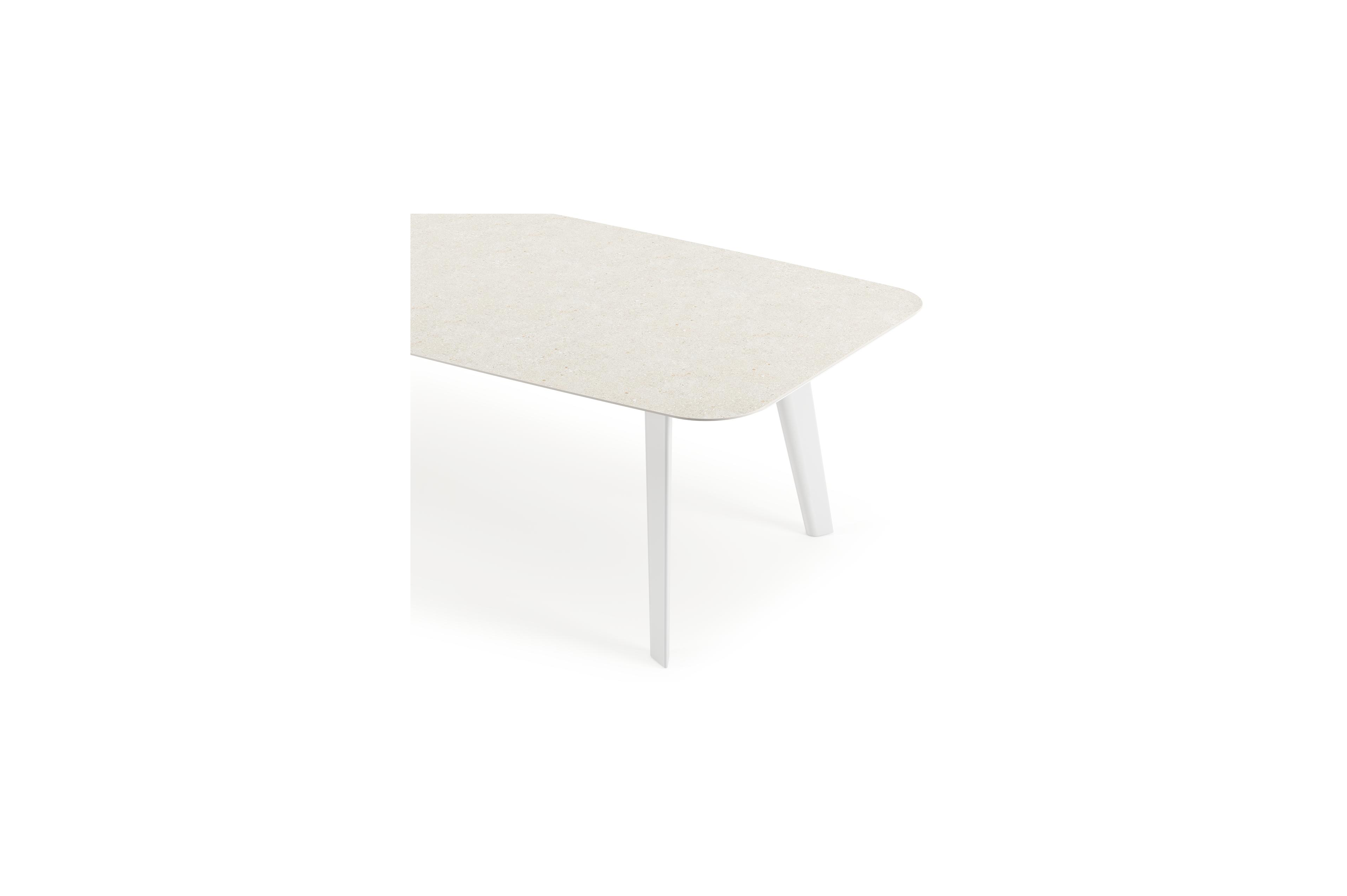 Lacrima tuintafel in wit aluminium en volkeramiek shilin - L 315 x B 115 x H 74 cm