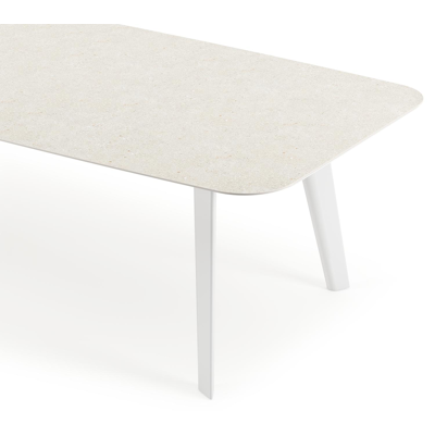 Lacrima tuintafel in wit aluminium en volkeramiek shilin - L 315 x B 115 x H 74 cm