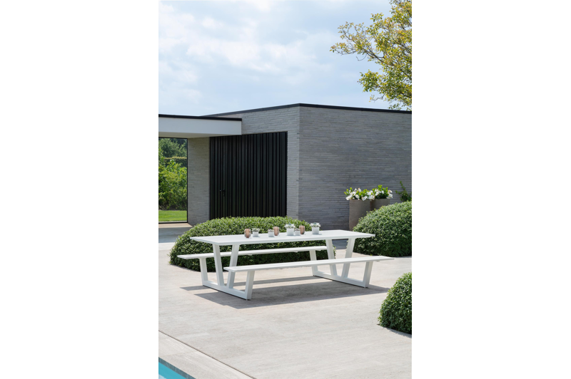 Felino picknicktafel in wit aluminium - L 260 x B 176 x H 76 cm