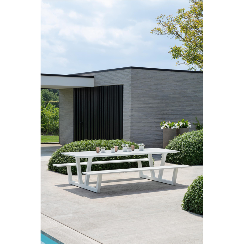 Table de pique-nique Felino en aluminium blanc - Lg 260 x Larg 176 x H 76 cm