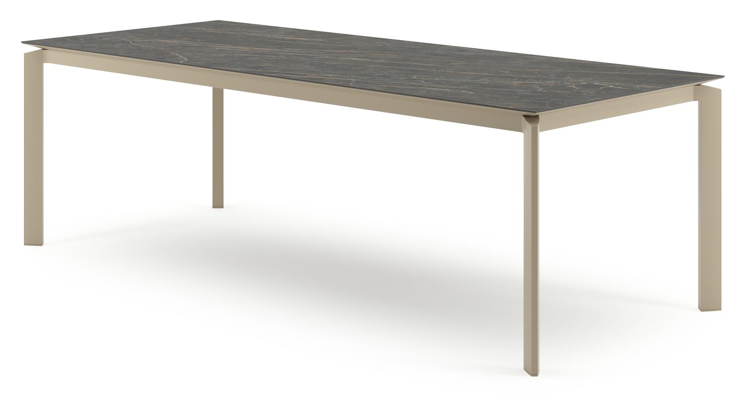 Cirello tuintafel rechthoekig in beige aluminium en volkeramiek Black Obsession - L 240 x B 100 x H 74.5 cm