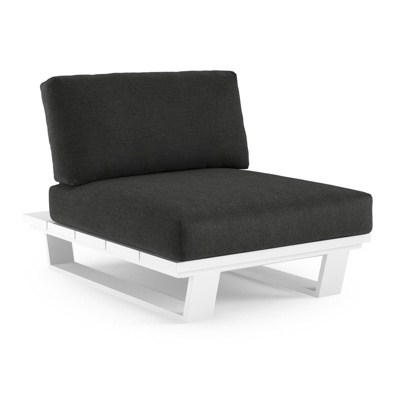 Pagino loungestoel in wit aluminium met chartres sooty all weather sunbrella® luxe kussen