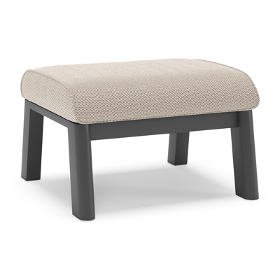 Cirello poef in zwart aluminium met lopi fossil all weather sunbrella® luxe kussen