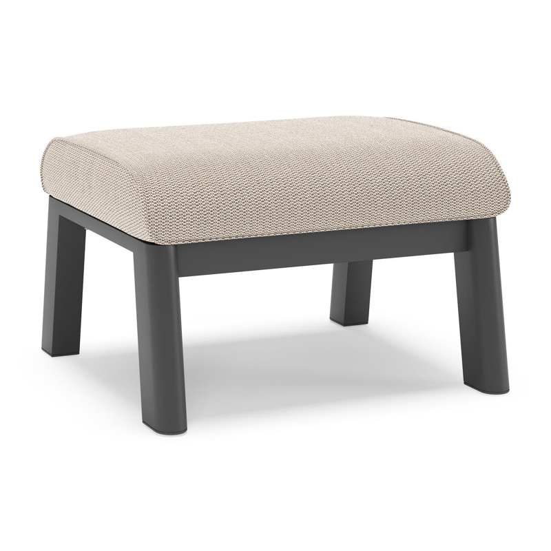 Cirello poef in zwart aluminium met lopi fossil all weather sunbrella® luxe kussen