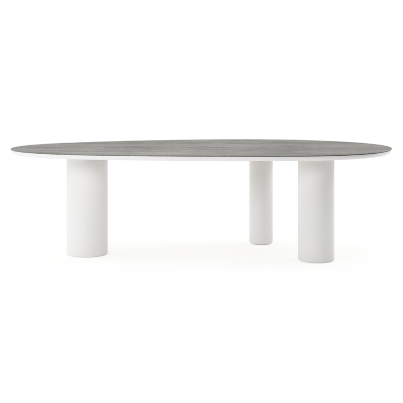 Amico tuintafel mango in wit aluminium en volkeramiek Aspen Grey - L 260 x B 130 x H 73.5 cm