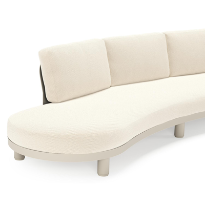 Donato loungebank in beige aluminium met all weather cosytica Althea Off White kussen
