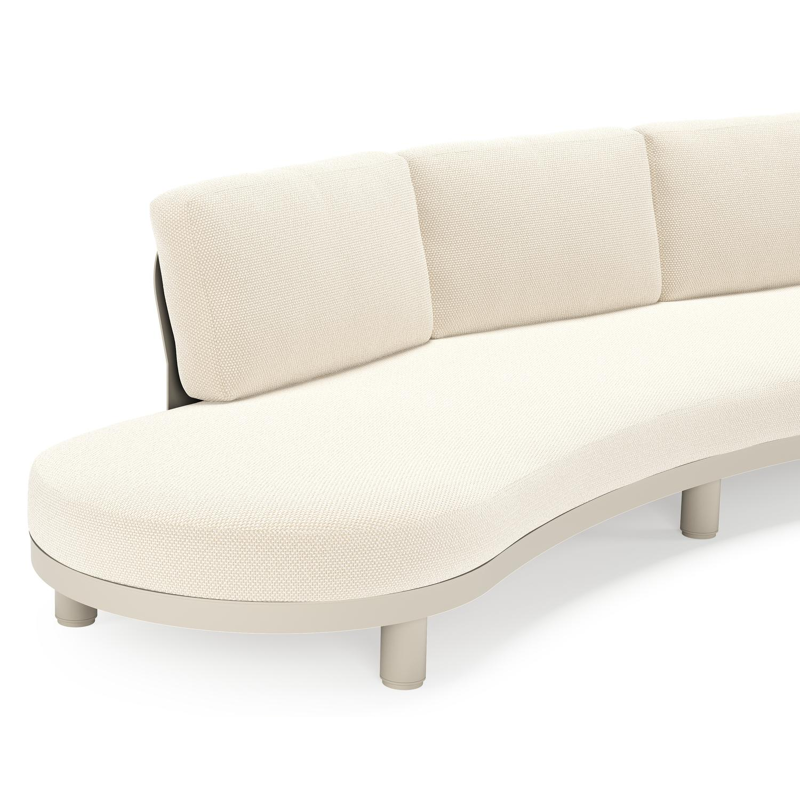 Donato loungebank in beige aluminium met all weather cosytica Althea Off White kussen