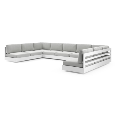 Como loungebank in wit aluminium met natte grey chine all weather sunbrella® luxe kussen