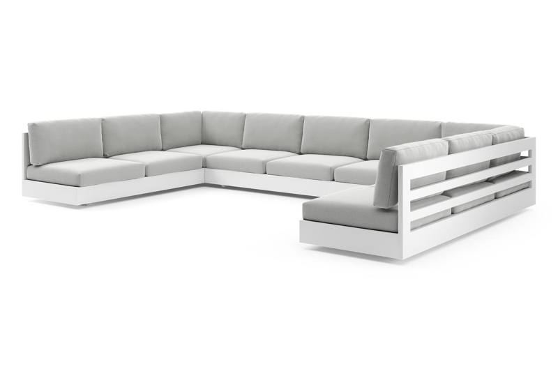 Como loungebank in wit aluminium met natte grey chine all weather sunbrella® luxe kussen