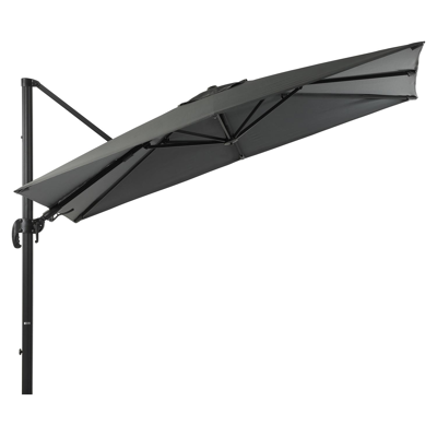 Parasol pendant Avola avec fonction tilt en aluminium noir avec toile de parasol en weather+ softtouch gris - Larg1 200 x Larg2 300 cm (sans pied de parasol)