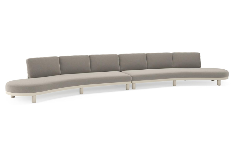 Donato loungebank in beige aluminium met all weather sunbrella® luxe Lopi Silver kussen