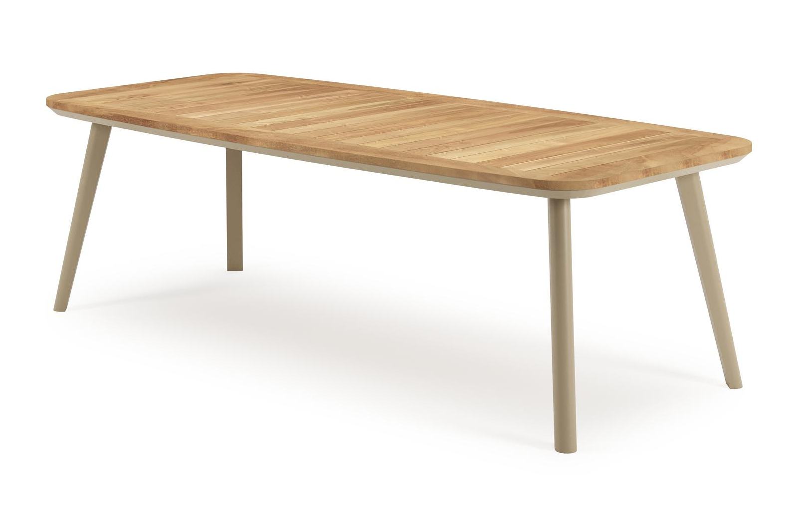 Mosa tuintafel bootvorm in beige aluminium en teak natural finish - L 240 x B 110 x H 74 cm
