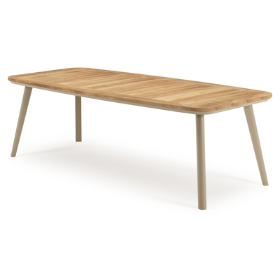Mosa tuintafel bootvorm in beige aluminium en teak natural finish - L 240 x B 110 x H 74 cm