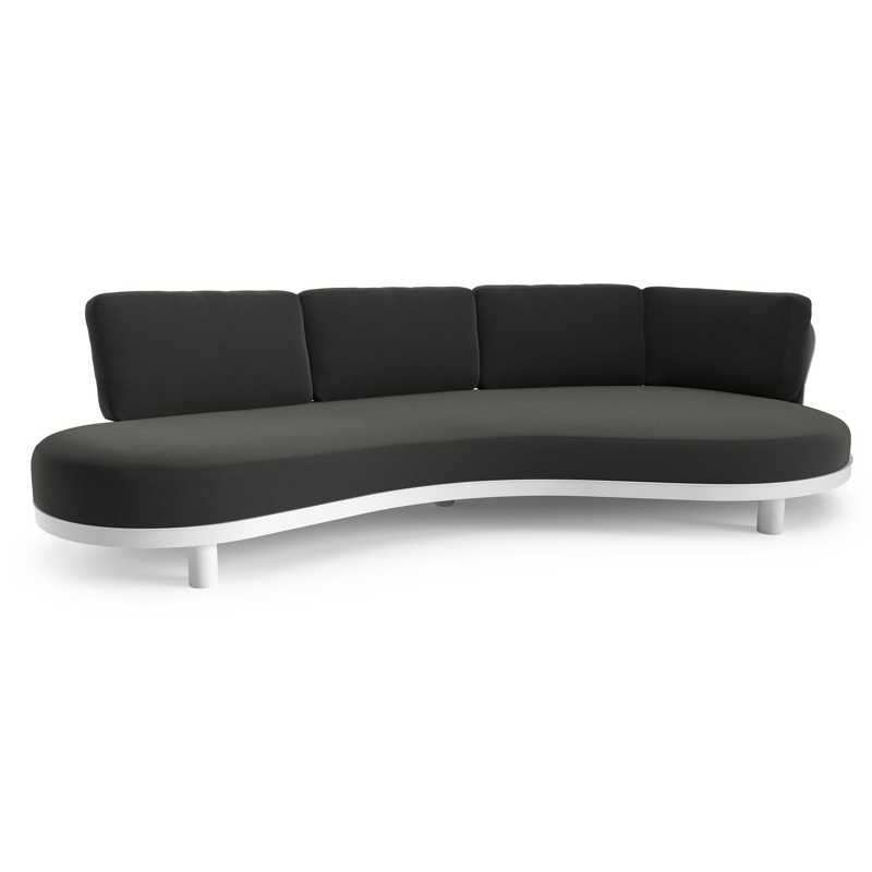 Donato loungebank in wit aluminium met natte sooty all weather sunbrella® luxe kussen