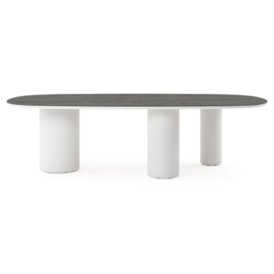 Amico tuintafel bombo xl in wit aluminium en volkeramiek Black Obsession - L 270 x B 148 x H 73.5 cm