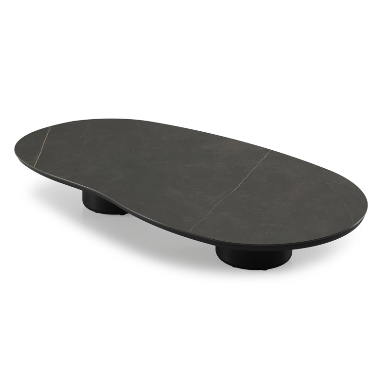Amico loungetafel organisch in zwart aluminium en volkeramiek Calatorao - L 170 x B 91 x H 25 cm
