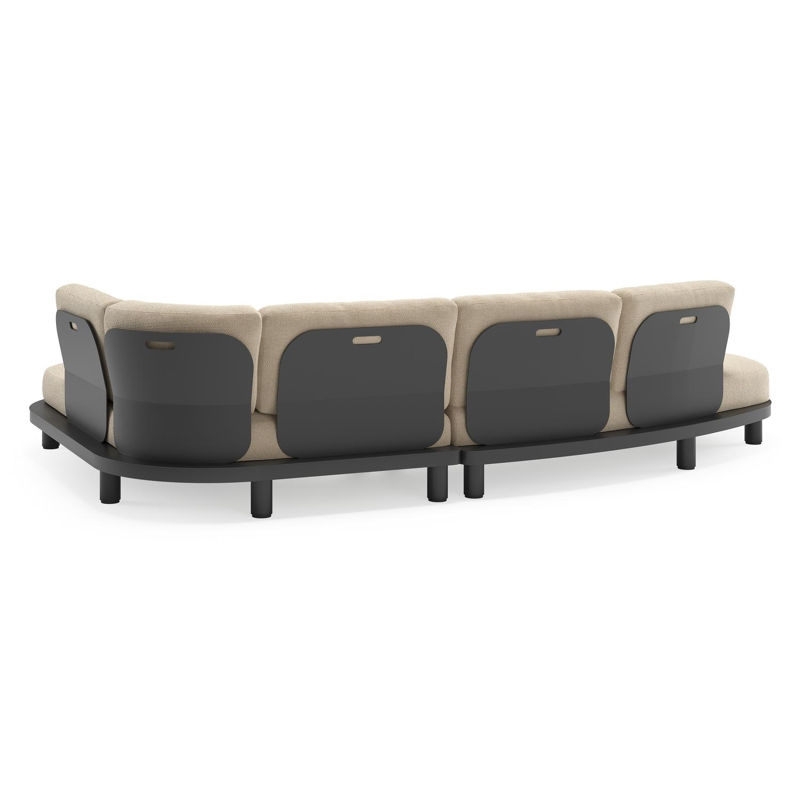 Donato loungehoek in zwart aluminium met all weather cosytica Althea Chalk kussen