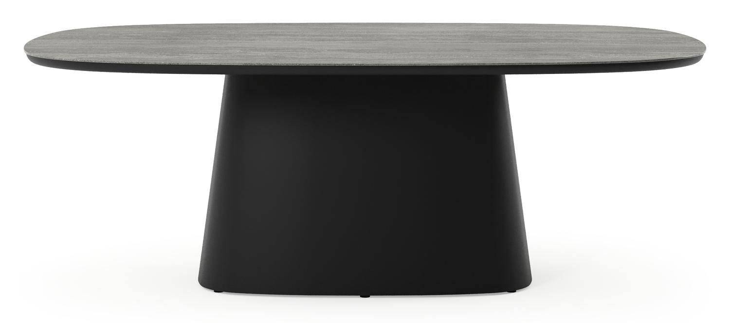 Amico tuintafel bombo xl in zwart aluminium en volkeramiek Aspen Grey - L 210 x B 148 x H 73.5 cm