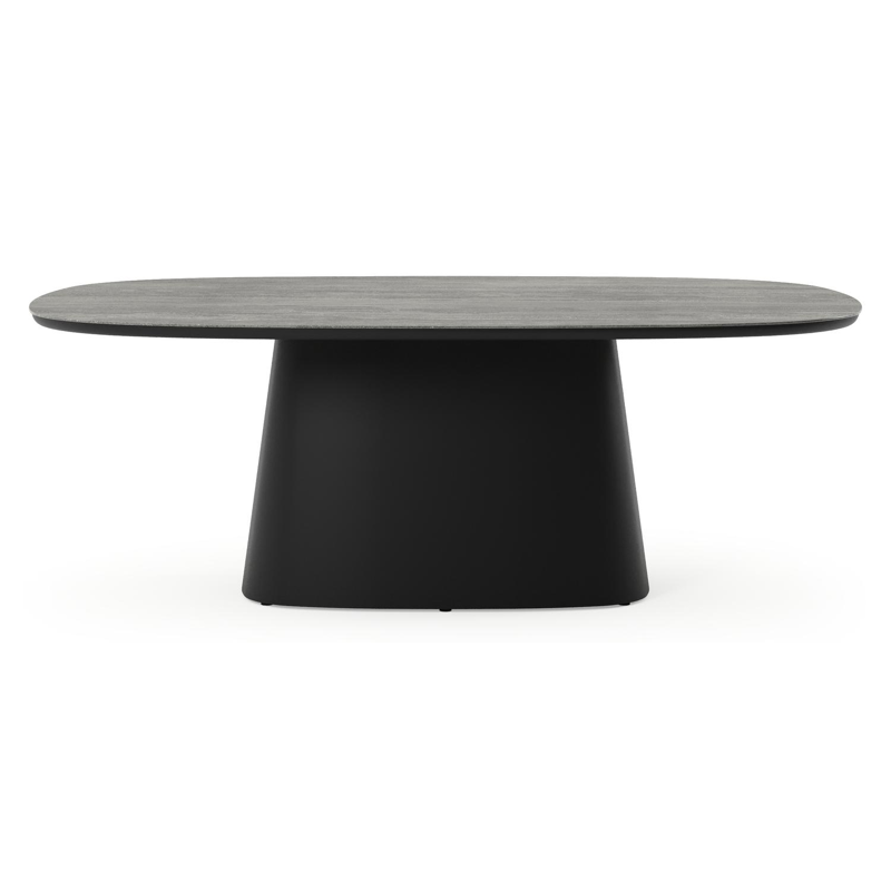 Amico tuintafel bombo xl in zwart aluminium en volkeramiek Aspen Grey - L 210 x B 148 x H 73.5 cm