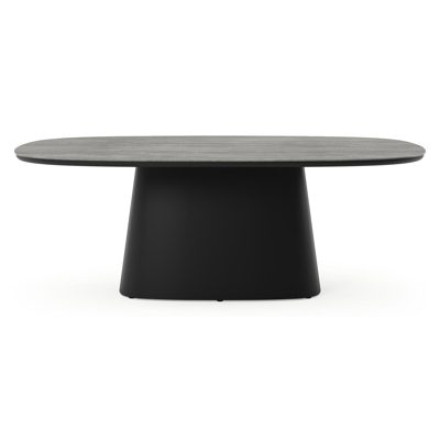 Amico tuintafel bombo xl in zwart aluminium en volkeramiek Aspen Grey - L 210 x B 148 x H 73.5 cm