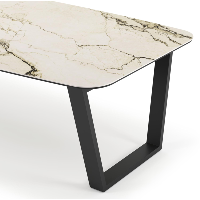 Pagino tuintafel bootvorm in zwart aluminium en volkeramiek colorado dunes - L 255 x B 115 x H 73 cm